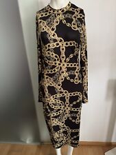 Stehkragen MIDI Kleid Gr 40 L Ketten Muster