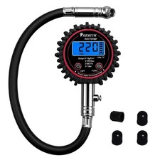 Reifendruckmesser, Auto LKW Motorrad Fahrrad, LCD, digital, Manometer, Schlauch