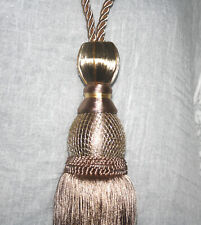 2er Set: Vorhang-Raffhalter "Quasten-Form", goldfarben mit Kordeln , waschbar