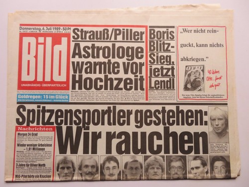 Bild zeitung vom 1989 - bild, 06.07.1989