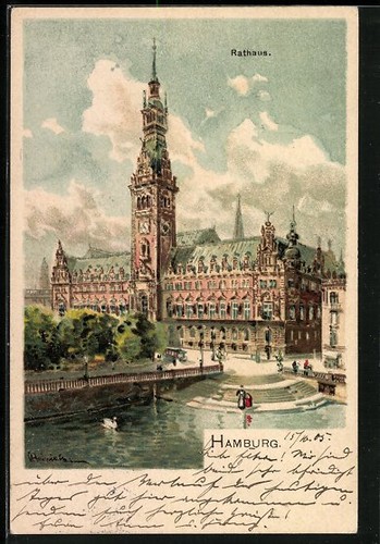 Lithographie hamburg rathaus - lithographie,