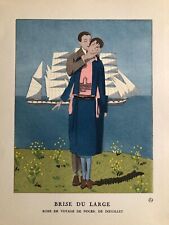 1921 Vintage Pochoir Print - Gazette du Bon Ton "Brise du Large" - Rare Art Deco