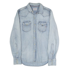 REPLAY Herren Blaues Jeanshemd