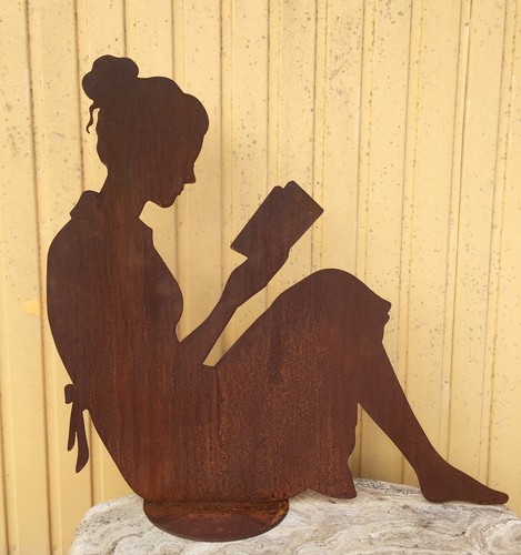 Frau liest buch 59x64cm - liest,