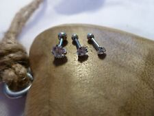 PIERCING Helix Tragus Edelstahl silber - 3 x Kristall klar - 3er SET