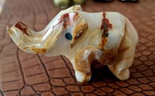 Deko Elefant – Alabaster / Marmor – 8,5 cm X 5 cm – Handarbeit – Vintage Figur