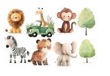 Tiere Dschungel Safari Essbar Tortenaufleger Torte Geburstag Zuckermasse +NAME