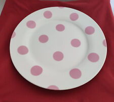 Teller Speiseteller Casalino Porzellan weiß mit Violett pinkfarbenen Punkten.