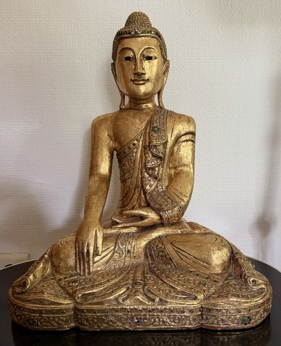 Großer buddha holz blattgold - holz,,