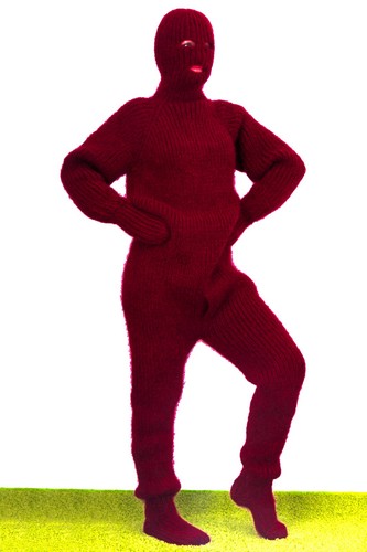 Red thick catsuit - , full