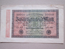 Geldscheine Deutsches Reich 20000 Mark Fbst.KH  WZ Hakensterne