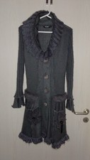 Effect Collection extravagante lange Strick-Jacke Mantel grau Gr. M wie neu