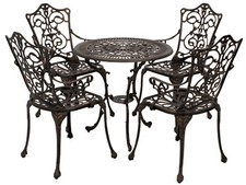 Sitzgruppe Gartenset Gartenmöbel Gartengarnitur LUGANO 5-teilig Alu Metall braun