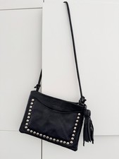 Sonia Rykiel Tasche Schultertasche  Leder schwarz  Nieten Bommel