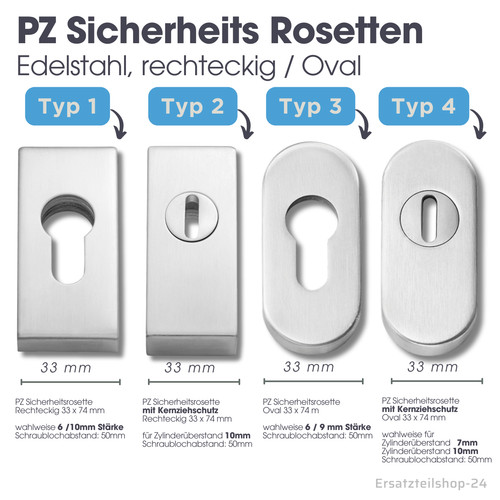 Rosetten edelstahl eckig - edelstahl,