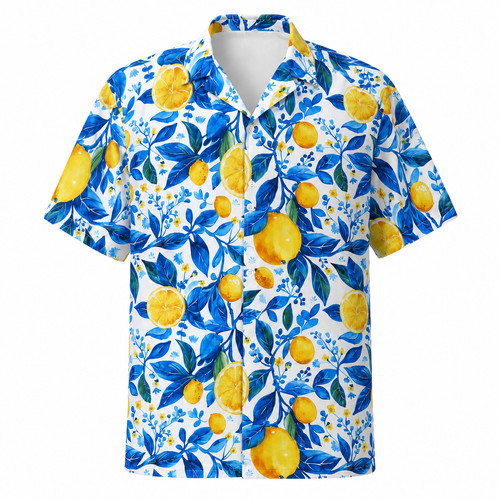 Lemon hawaiian shirt - lemon, men