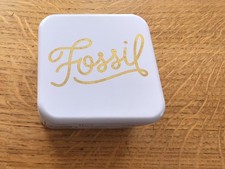 Dose Schmuckdose Blechdose Box FOSSIL weiß / gold leer neuwertig