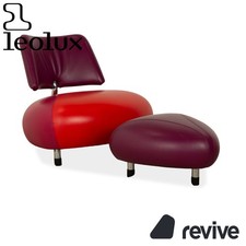 Leolux Pallone Leder Sessel Garnitur Hocker Lila Violett Rot Space Age