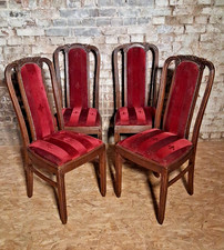Antik 4 Set Esszimmerstühle Jugendstil art deco neu bezogen ca .1920 Jh.