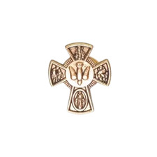 Kreuz Anstecker Pin Jesus Christus Anstecknadel Cross God Christ Gott Taube Gold