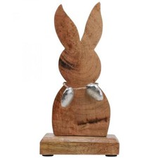 Osterdeko Holzfigur Hase mit Metalleiern, Tischdekoration für Ostern,
