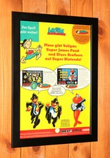 1992 The Blues Brothers / James Pond SNES Vinatge Mini Promo Poster / Werbung gerahmt