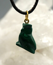 MALACHIT Anhänger EULE an vergoldeter Öse Edelstein-Anhänger a3