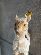  Altes Steiff spuckendes Lama Tier ca.12cm  Mit Fahne und Knopf 60er Plüschtier