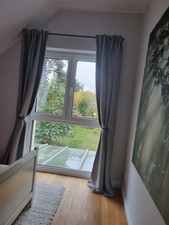 IKEA VILBORG 2 Gardinenschals (abdunk.), grau/mit Gardinenband, 145x300 cm