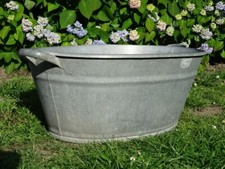 ALTE ZINK PFLANZ - GARTEN - BADE WANNE WOHL UM 1960 / 50 LITER / W 13