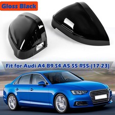 2xSchwarz Spiegelkappen Kappen Gehäuse Für AUDI A5 F5 A4 B9 Avant mit SideAssist
