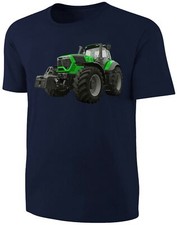Traktor T-Shirt Grüner Schlepper Graue Felgen T-Shirt Blau