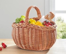 Einkaufskorb Weidenkorb Zopfrand aus Weide natur, Autokorb Tragekorb Bügelkorb