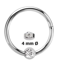 Piercing Lippenbändchen Scharnier Ring BCR 1,2mm Clicker und 4mm Kristall Platte