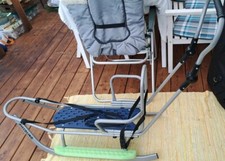 piccolino schlitten schiebe bügel fußsack baby kufen grün grau blau neuwertig