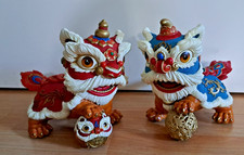 Chinesische Löwentanz-Statuen * Dekoration aus Messing
