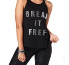 NEU ZUMBA Gr.XL 'BREAK IT FREE' OPEN BACK SCHWARZ GLITZER SHIRT 
