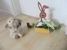 Osterschmuck, zwei Figuren, Kantenhocker, Schaf, cá 30 cm, Ton,  Holz