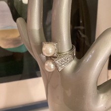 Ring - silberfarben m. Weißen