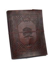 A-Minus-Ware Fotoalbum Leder Pfau Indien Handmade Retro Vintage Schwarze Seiten