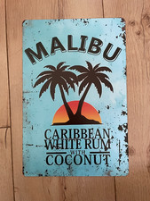 Blech Metall Schild Bild Thema Cocktail Malibu   Deko Bar Party