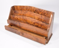 altes SCHREIBTISCHREGISTER aus WURZELHOLZ Schublade Ablage Briefhalter Ständer