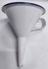 Vintage Blechtrichter mit Blauem rand und henkel
