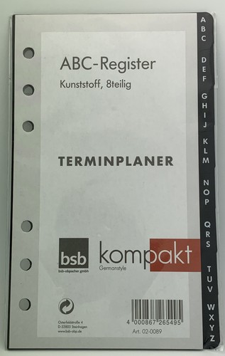 Kalender abc register schwarz - abc-register,