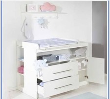 Wickelkommode Baby Wickelregal, 3 Schubladen, Abnehmbar, Weiß