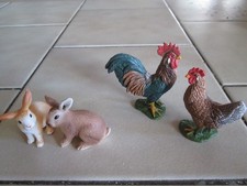 Schleich - 2 Kaninchen 1 Hahn 1 Henne = 4er Set