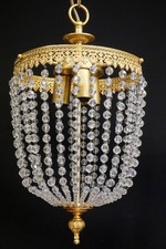 antike Deckenlampe Kronleuchter Glas-Kristall  um 1960/70 restauriert