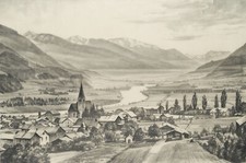 C. WALTHER (1880-1956), Landschaft bei Jenbach in Tirol,  1930, Bleistift