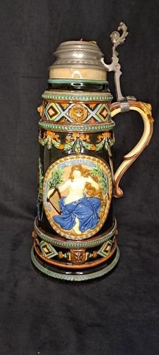 Alter bierkrug mit zinndeckel - alter,