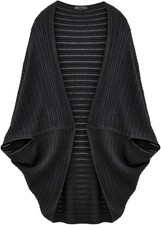 Feinstrick-Poncho Schwarz